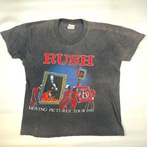 VTG Rush Moving Pictures Tour 1981 T Shirt Fits Medium Double Sided 80s Band Tee